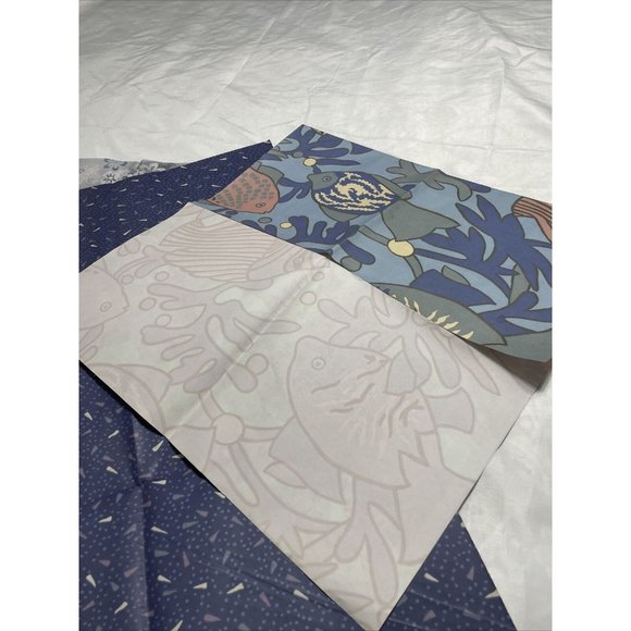20x30 Inch Blue Fish Coral Wrapping Paper Sheets Set- 2 Papers & 2 Tissue Sheets - Picture 4 of 12